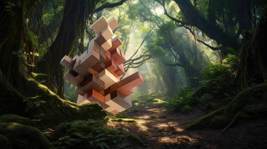 SUPERA structure emerging in a wild forest, photorealistic virtual image